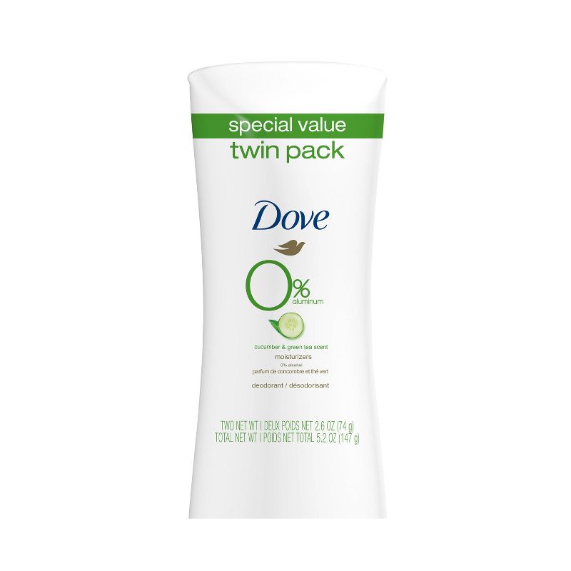 Dove Beauty 0% Aluminum Cucumber &#38; Green Tea Deodorant Stick Twin Pack - 2.6oz/2ct, 1 of 5