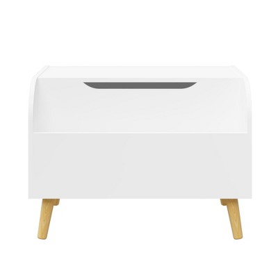 Kids Toy Box Chest Bench With Front Bookshelf Flip-Top Lid Safety Hinge Wooden Toy Storage Organizer For Playroom Kids Room