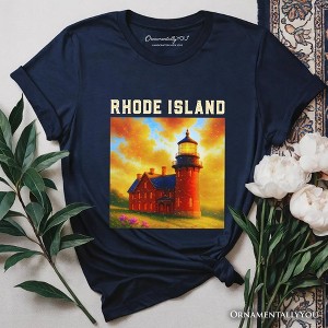 Charming Rhode Island State Southeast Lighthouse T-Shirt, Block Island Coastal Landmark Tee and Seaside Souvenir | OrnamentallyYou - 1 of 4