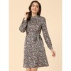 Allegra K Women's Mock Neck Swing Midi Long Sleeve A-line Floral Dress - 2 of 4