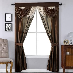 Regal Home Collections Amore 5-Piece Window Curtain Set with Valance and 2 Tiebacks 54x84 - 1 of 4