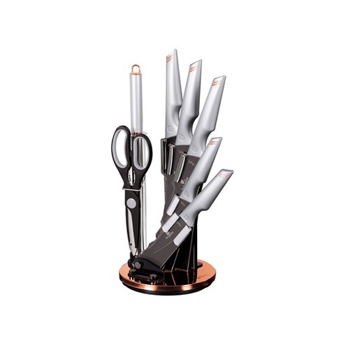 Berlinger Haus 6 Piece Kitchen Knife Set, Elegant Cooking Knives With Kitchen  Shears And Sharpener, Moonlight : Target