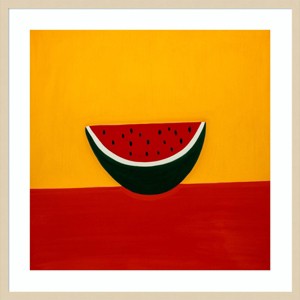 33" x 33" Watermelon by Cristina Rodriguez Wood Framed Wall Art Print - Amanti Art: Giclee Printed, Modern Still Life, Hardwood Frame - 1 of 4