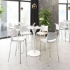Zuo Modern Ace Barstool Set of 2, 40.9" H, White Faux Leather, Silver Brushed Stainless Steel, Modern Ergonomic Design - 3 of 4