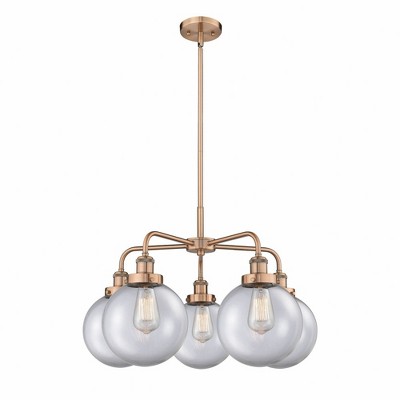 Beacon - 5 Light Stem Hung Chandelier In Art Deco Style-17.38 Inches Tall and 26 Inches Wide