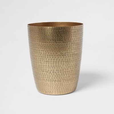 Satin Brass Decorative Wastebasket with Metal Liner