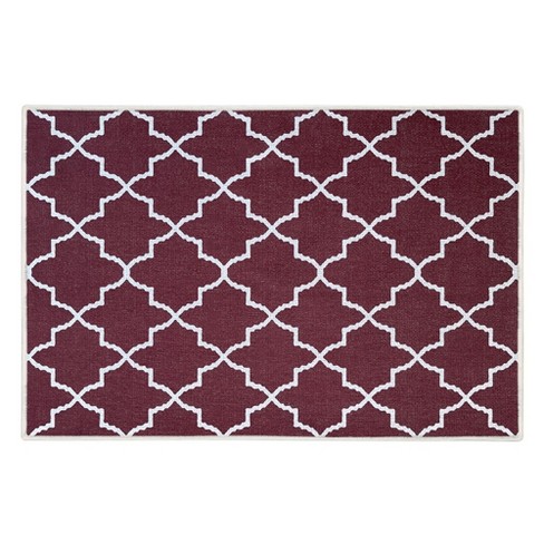 Sussexhome Lattice Collection Cotton Heavy Duty Low Pile Area Rug