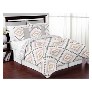 Full/Queen 3pc Aztec Comforter Set - Sweet Jojo Designs, Gray Pink Gold