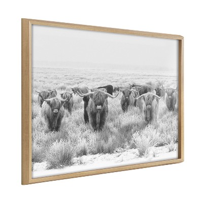 Kate and Laurel Blake Herd of Highland Cows Framed Printed Art by The Creative Bunch Studio, 24x32, Natural
