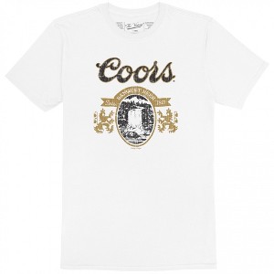 Mens Coors Mountain Logo Rocky's Distressed White T-Shirt - 1 of 2