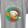Women's - Garfield - Happy Holidays Wreath Short Sleeve Graphic T-Shirt - 2 of 4