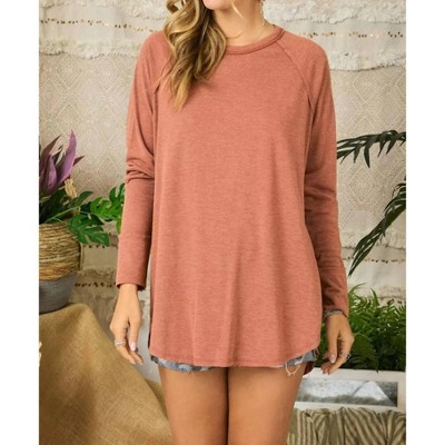 Women's Plus Crew Neck Long Sleeve Top - ADORA