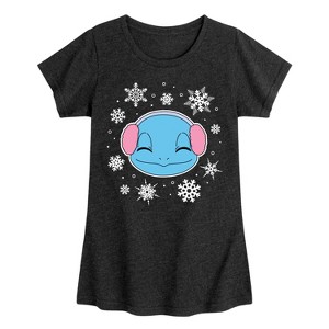 Girls' - Pokémon - Squirtle And Snowflakes Fitted Short Sleeve Graphic T-Shirt - 1 of 4