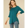 Allegra K Women's 3/4 Sleeve Round Neck Button Decor Casual Stretchy Tunic Tops - 3 of 4