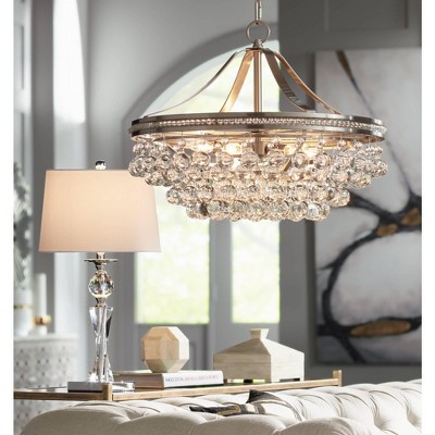 Vienna 25" Clear Crystal Glass Table Lamp with White Shade