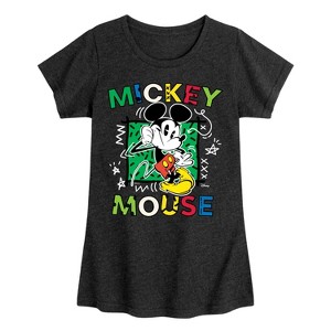 Girls' - Disney - Mickey Mouse Cartoon Pop Fitted Short Sleeve Graphic T-Shirt - 1 of 4