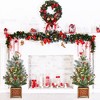 Coucheta Pre-Lit Mini Artificial Christmas Table Tree, Decorated with Bow, Balls, Red Berries & Pine Cones, DIY Tabletop Ornament for Indoor Home - 3 of 4