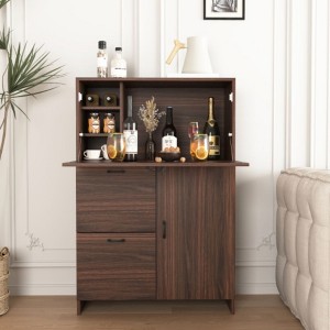 Desk Cabinet, with Storage Drawer & Shelves, Fold-up Desktop, Ideal for Home, Office, Dormitory, Small Spaces - 1 of 4