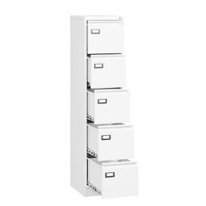 Mlezan 5-Drawer File Cabinet: Metal, Lockable,Narrow Design for Under-Desk Storage.Fits A4/F4/Letter/Legal Files,Assembly Required. - 1 of 4