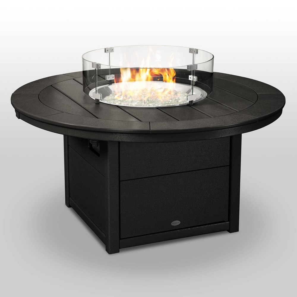 Photos - Electric Fireplace POLYWOOD Round 48" Outdoor Fire Pit Table - Black