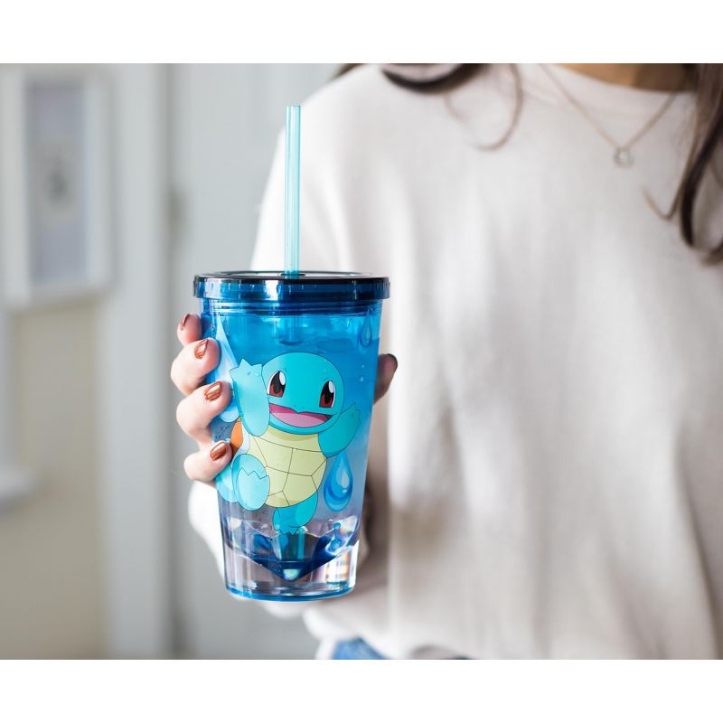 Just Funky Pokemon Squirtle 16oz Plastic Carnival Cup Tumbler with Lid and Reusable Straw, 4 of 7