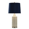 StyleCraft Ceramic and Steel Table Lamp Cream Finish with Blue Shade : UL Listed, Polyester Drum Shade, No Assembly Required - 2 of 4