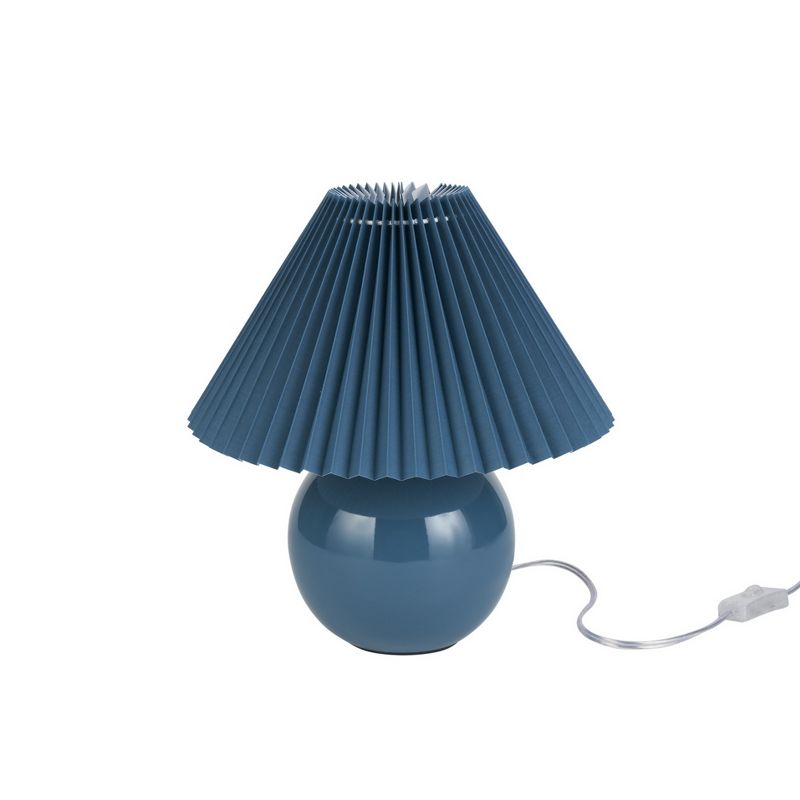 Nourison 13" Ceramic Round Accent Lamp with Pleated Shade, 2 of 9