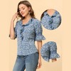 INSPIRE CHIC Women's Ruffle V Neck Puff Sleeve Summer Casual Chiffon Peasant Top - 2 of 4