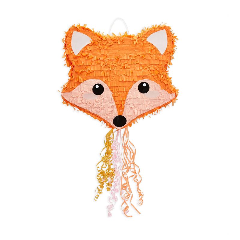 Blue Panda Small Pull String Fox Pinata for Woodland Birthday Party Decorations 16 x 13 In, 4 of 8