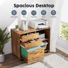 4 Drawer File Cabinet, Mobile Lateral Filing Cabinets With Wheels, Wooden Printer Stand Storage Cabinet With Open Storage Shelf For Office Home - 2 of 4