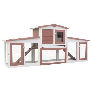 vidaXL Rabbit Hutch Brown and White - 1 of 4