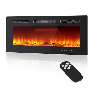 Wall Mounted Electric Fireplace - 50'' Recessed Heater with Remote/Touch Control, 4'' Ultra-Thin, 12 Flame Colors for Bedroom/Living Room - 1 of 4