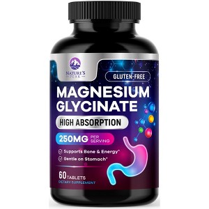 Magnesium Pills Extra Strength Chelated for Ultra Absorption Magnesium Glycinate - 60 Count By Nature's Peak - 1 of 4