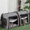 Yukimo 20"H Dual-Compartment Pet Carrier - Foldable Soft-Sided Travel Carrier with Divider, Soft Cushions & Storage Bag (Gray) - 2 of 4