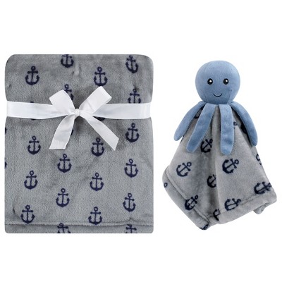 Hudson Baby Infant Boy Plush Blanket with Security Blanket, Octopus, One Size