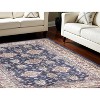 Ivory and Blue Floral Medallion Distressed Non Skid Area Rug - 2 of 4