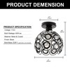 YANSUN 7 in. 1-Light Black Semi Flush Mount Ceiling Light Fixture with Antique Metal Crystal Shade - 3 of 4