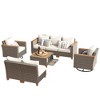 JUJABU 8-Piece Wicker Outdoor Patio Conversation Set with Thick Cushion, Swivel Rocking Chairs Set of 2 and Acacia Storage Table - 3 of 4