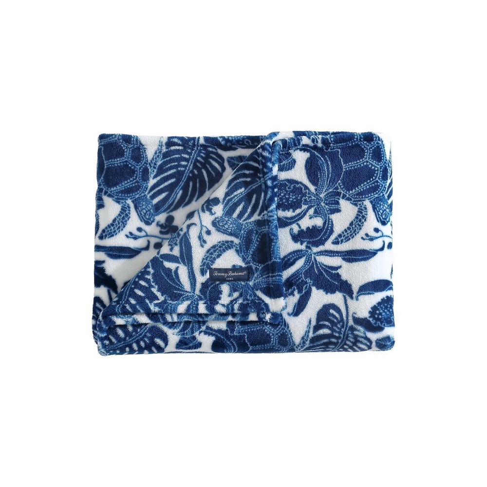 Photos - Duvet Tommy Bahama 50"x70" Oversized Turtle Bay Throw Blanket Blue - : Plush, Rev 