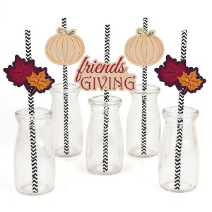Big Dot of Happiness Friends Thanksgiving Feast - Friendsgiving Paper Straw Decor - Party Striped Decorative Straws - Set of 24 - 1 of 4