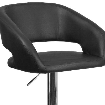 Adjustable Black Vinyl and Chrome Swivel Barstool