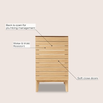 Calandre 20'' Oak Modern Farmhouse Slat Bath Vanity Cabinet