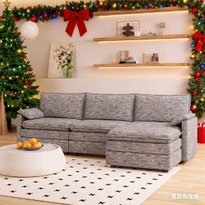108"Modular Sectional Couch,Comfy Cloud Couch with Movable Ottoman, Modern Chenille L Shaped Deep Seat Sofa, Sectional Sofa for Living Room,Apartment - 1 of 4