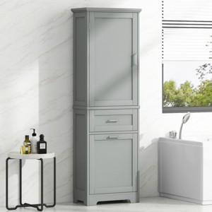 Tall Bathroom Storage Cabinet, Bathroom Cabinets  With 2 Drawers And Adjustable Shelf, Bathroom Cabinets With Anti-Toppling Device-Cuddlewood - 1 of 4