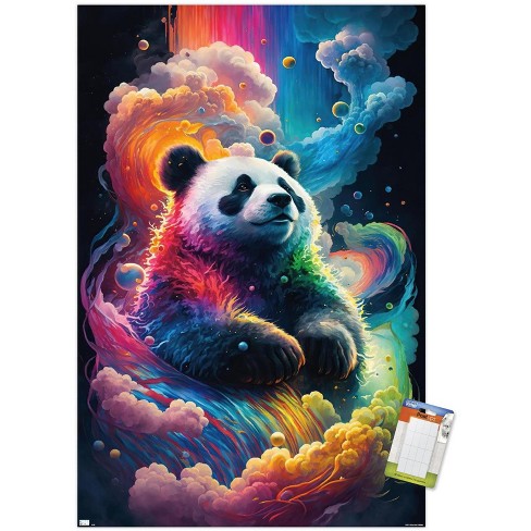 Trends International Wumples - Cosmic Neon Panda Unframed Wall