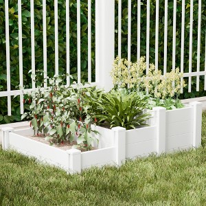 Lirago 48"x37"x17" White PVC Modular Garden Fence Panel Durable Easy to Install Soil Improvement Solution - 1 of 4