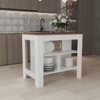 FONTOI Kitchen Island with Four Legs&Three Open Storage Shelves, Kitchen Table for Home, White&Brown, 40.5"*35.4"*27.5" - 2 of 4