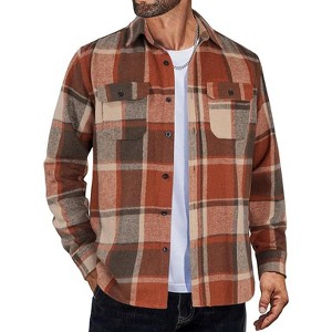 COOFANDY Mens Flannel Shirts Long Sleeve Plaid Shirt Jacket Button Down Shirt with Pockets - 1 of 4