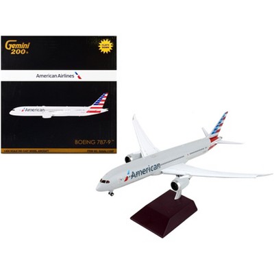 Boeing 787-9 Commercial Aircraft with Flaps Down "American Airlines" Silver 1/200 Diecast Model Airplane by GeminiJets