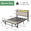 AMERLIFE LED Bed Frame with Foldable Ottoman, Charging Station, Velvet Upholstered Headboard - 2 of 3
